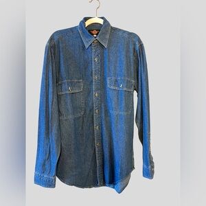Men's Blue Denim Casual Button Down Shirt